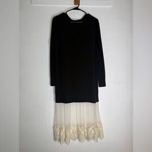 Cashmere Black and Cream Long Sleeve Dress